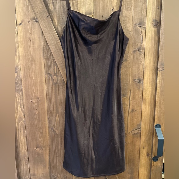 DRAE satin dress in mahogany with cowl neck - Picture 8 of 13